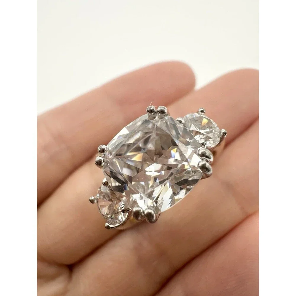 Gold Plated Radiant Cut Engraved Rosemary Ring Size 7